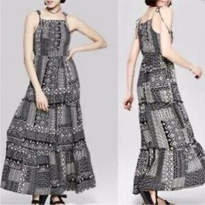 Wild Fable Aztec Print Tiered Maxi Dress